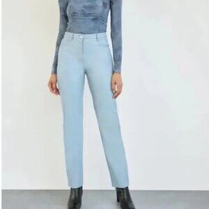 Artizia Wilfred Melina Pant High Waisted Vegan Leather Pants Light Blue Size 4